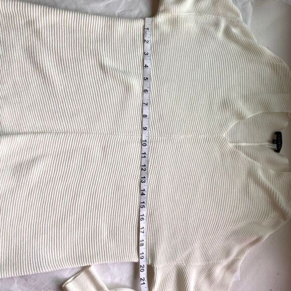 1. State Sweater Long Balloon Sleeve Horizontal Ribbed V Neck Ivory Women’s M - Picture 7 of 13